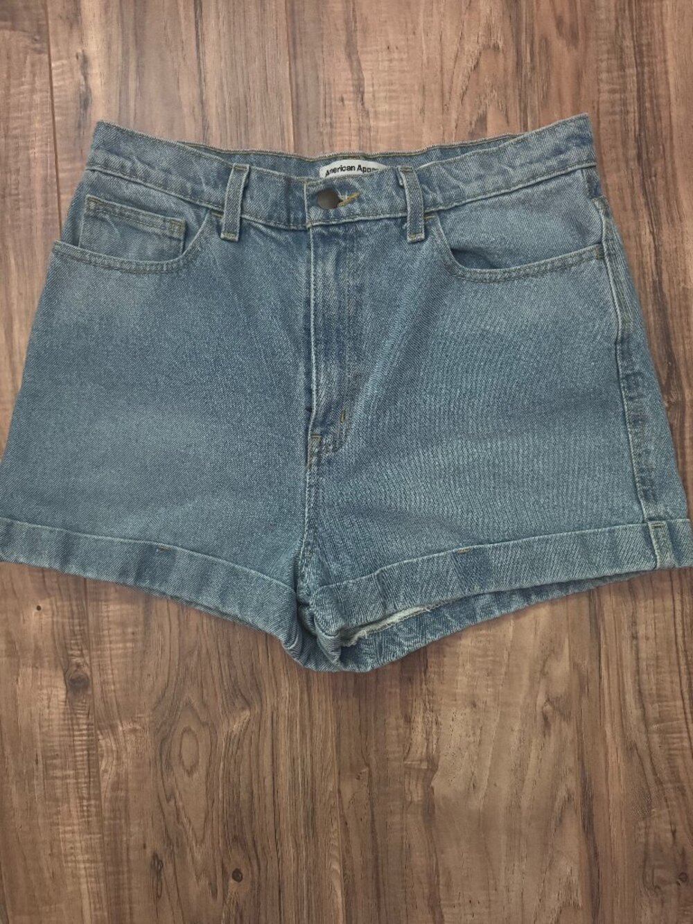 American Apparel Light Wash Denim High-Rise Shorts